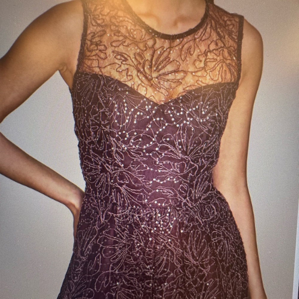 Donna Karan Plum Lace Midi Dress